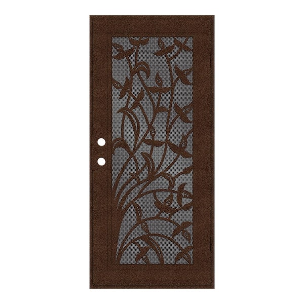 Unique Home Designs 30 in. x 80 in. Yale Black Left-Hand Surface Mount Security Door with Black Perforated Metal Screen