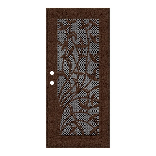 Unique Home Designs 32 in. x 80 in. Yale Black Left-Hand Surface Mount Security Door with Black Perforated Metal Screen