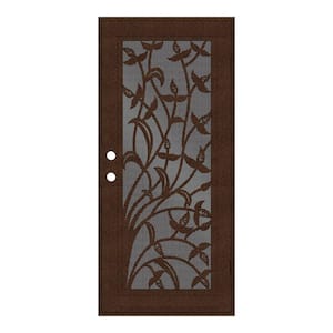 36 in. x 80 in. Yale Copperclad Left-Hand Surface Mount Security Door with Black Perforated Metal Screen