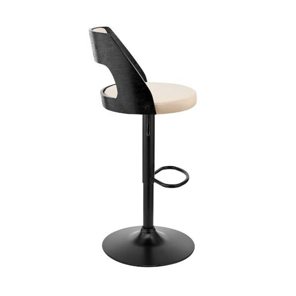 Benjara 44 in. Black and Cream Metal Framed Adjustable Barstool