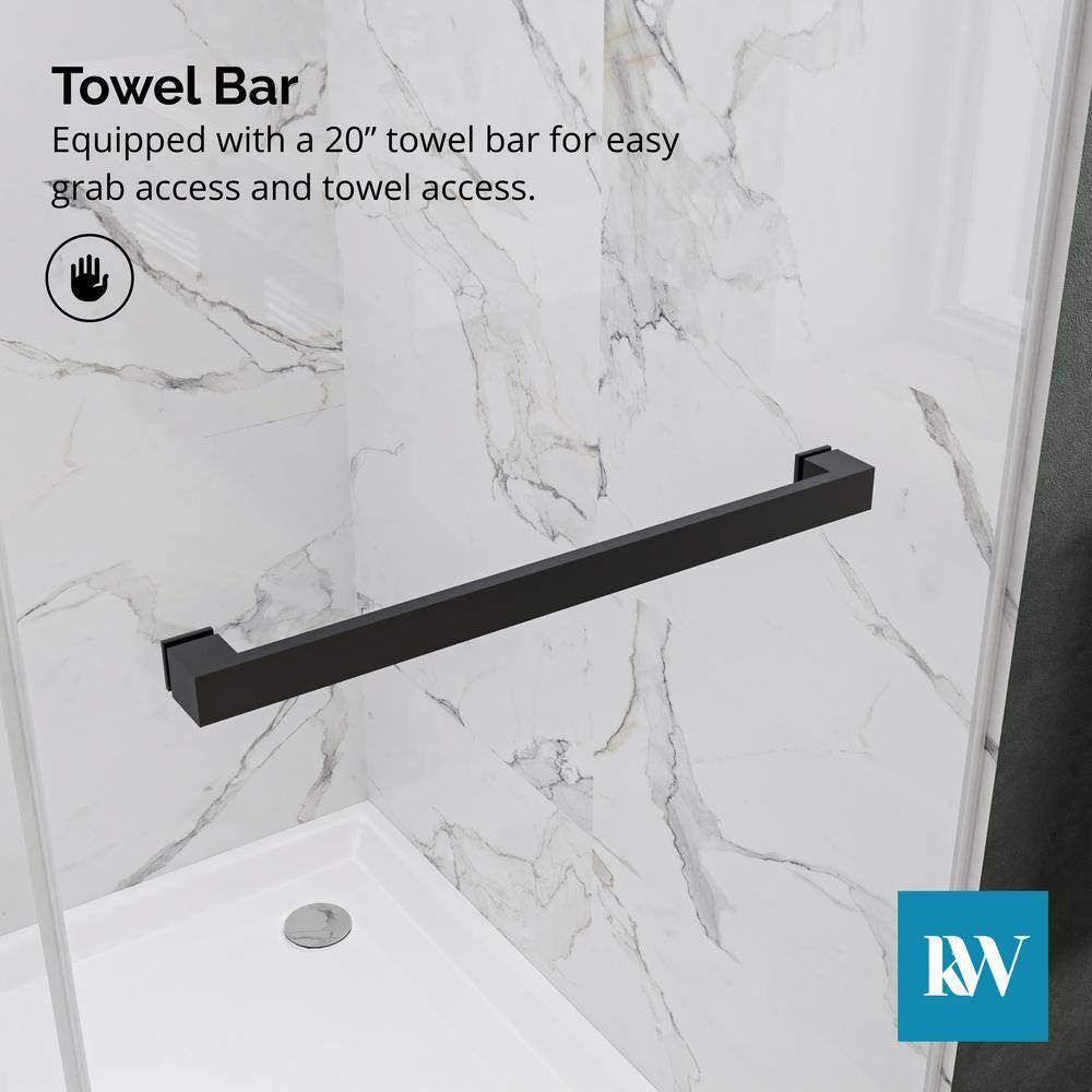 72-Inch Matte Black Frameless Double Sliding Shower Door with Clear Glass