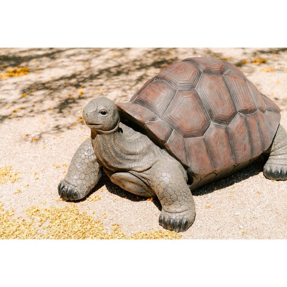 28" Brown and Black Concrete Tortoise Garden Statue