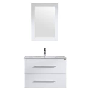 32.2 in. W x 18.1 in. D x 60 in. H Single Sink Bath Vanity in White with Ceramic Top and Mirror