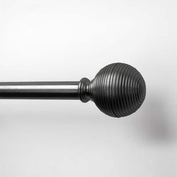 Lumi 66 in. - 120 in. Adjustable Single Curtain Rod 3/4 in. Dia. in Gunmetal with Lined Ball finials