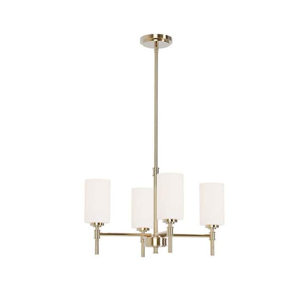 Wexton 4-Light 20.5 in. Plug and Play Polished Gold Chandelier with SkyPlug