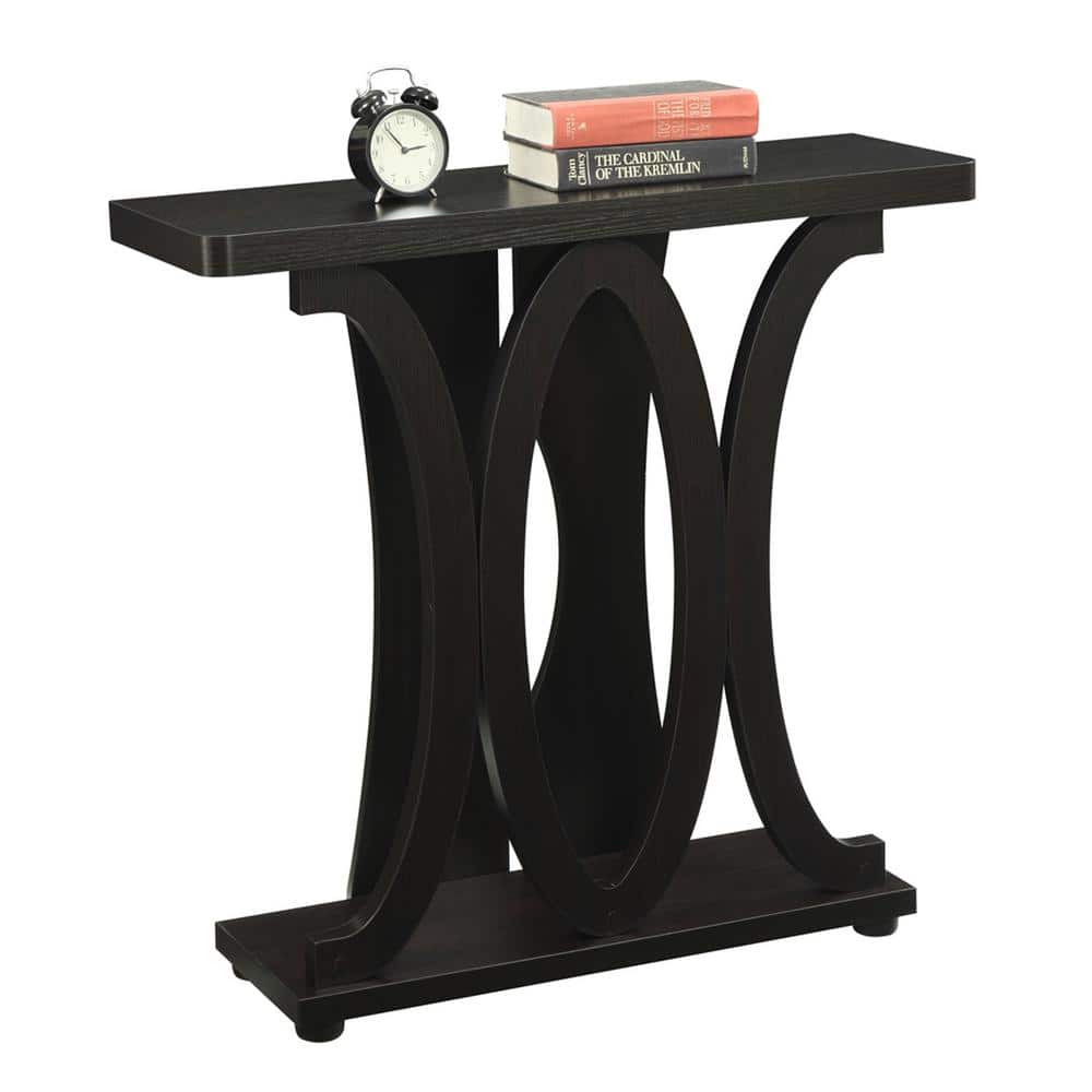 Espresso Woodgrain 36" Console Table with Storage Shelf