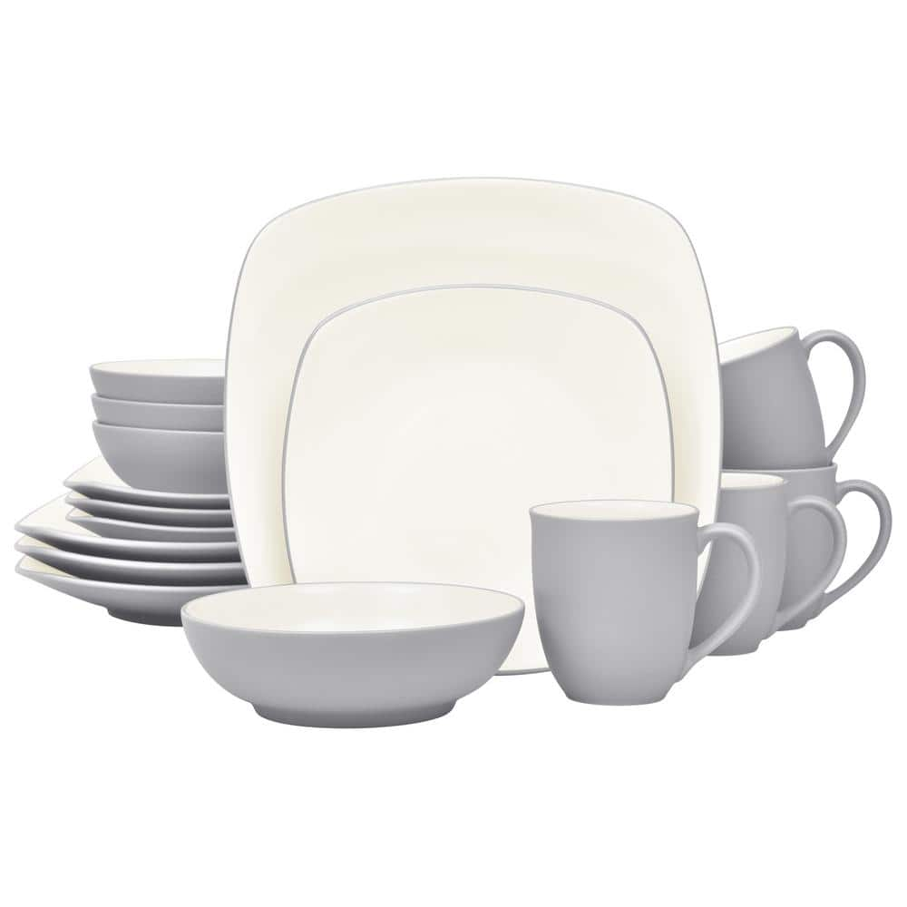 Noritake Colorwave Slate 16-Piece Square (Gray) Stoneware Dinnerware ...