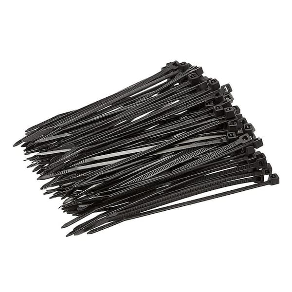 Micro Connectors, Inc 8 in. Cable Zip Tie 40 lbs. Multi-Purpose Self-Locking Black (300-Pack)