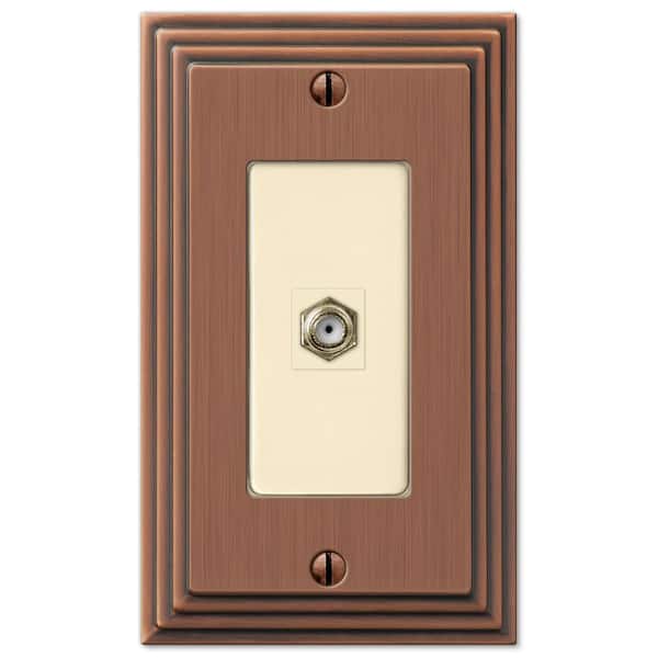 AMERELLE Tiered 1 Gang Coax Metal Wall Plate - Antique Copper