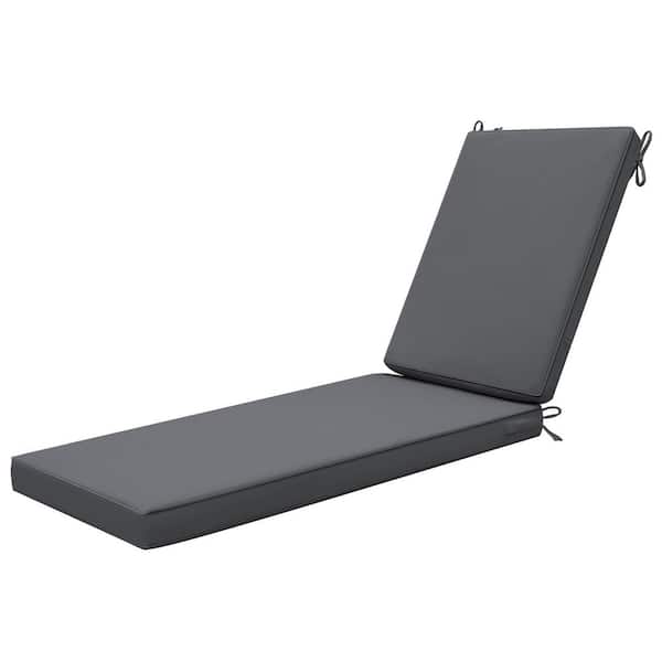Unbranded 74 in. x 23 in. Waterproof Outdoor Chaise Lounge Cushion for Patio Furniture in Dark Gray (Set of 1)