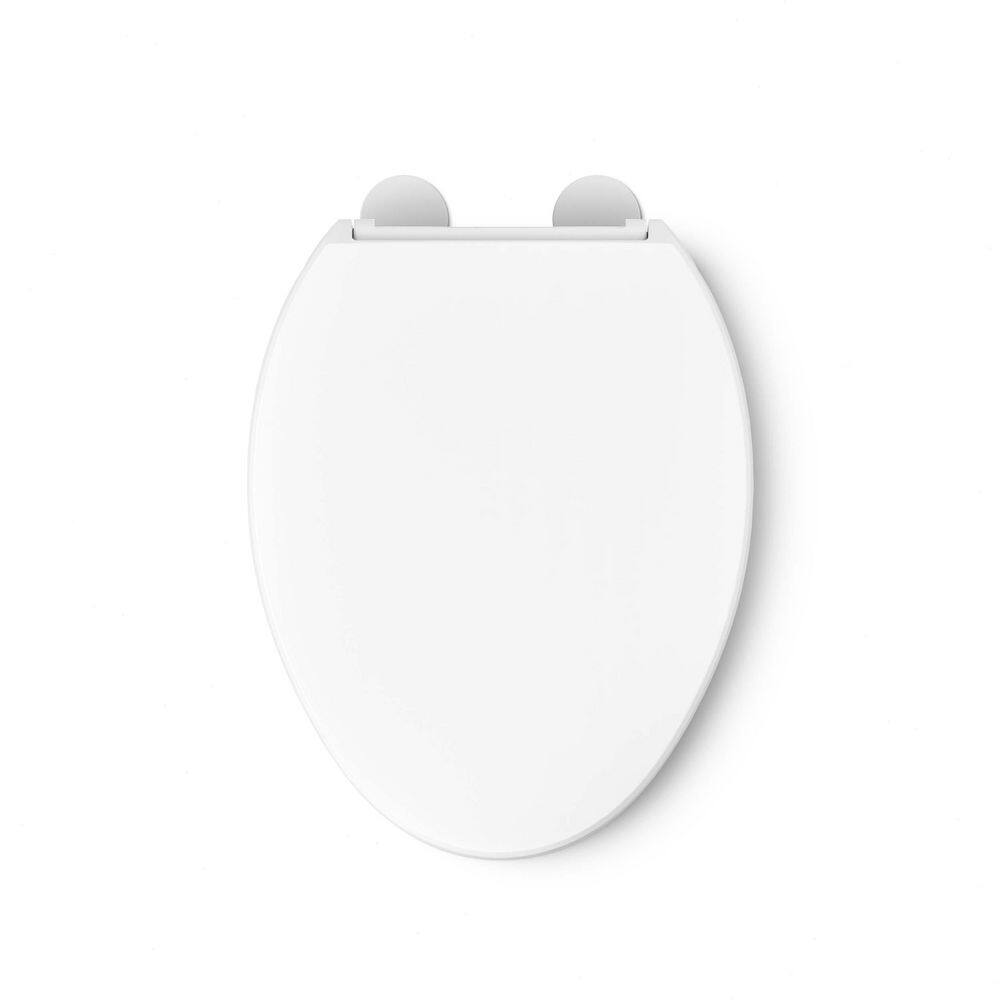Hyten White Elevated Elongated Quiet-Close Toilet Seat