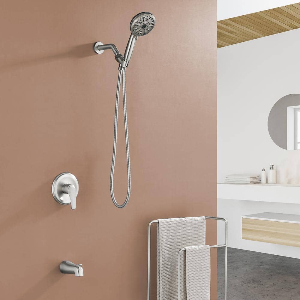 Brushed Nickel Wall Mounted Rain Shower System with Handheld