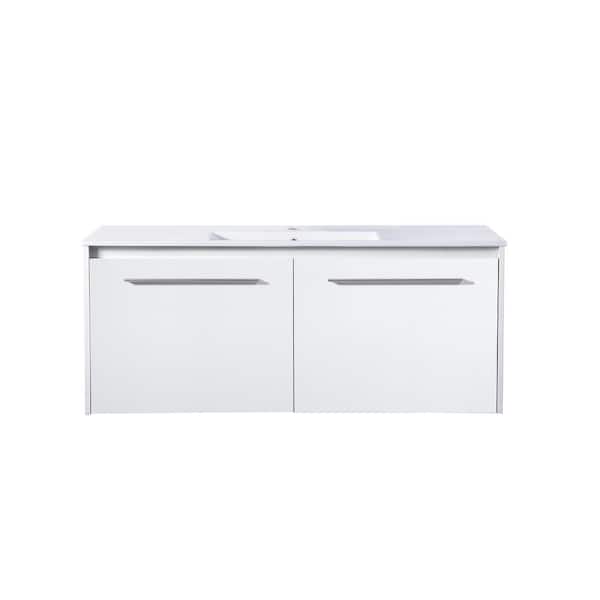 Unbranded Timeless Home 48 in. W x 18.31 in. D x 19.69 in. H Single Bathroom Vanity in White with Porcelain