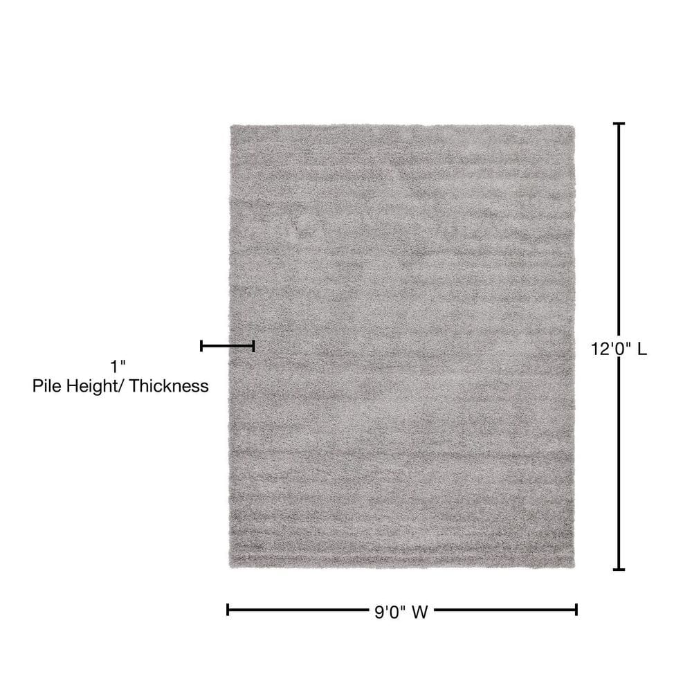 Cloud Gray Luxe Shag Rug 9' x 12' Rectangular Synthetic Easy Care