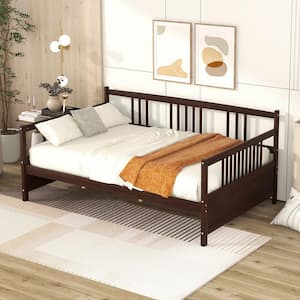 Espresso Brown Wood Frame Full Size Daybed with Support Legs