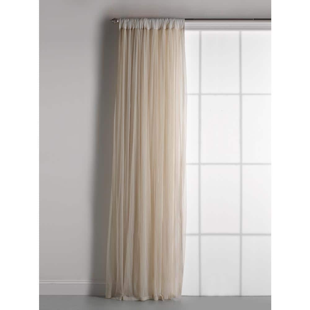 Ivory Sheer Polyester Rod Pocket Window Curtain Panel, 108 inches