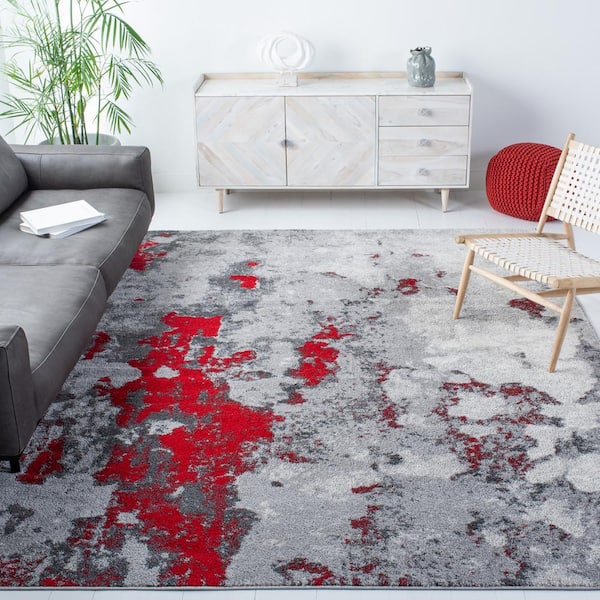 Adirondack 11 ft. x 15 ft. Red/Gray Distressed Abstract Area Rug
