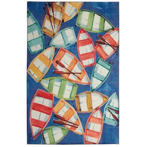 Rowboat Rendezvous Blue 8 ft. x 10 ft. Area Rug