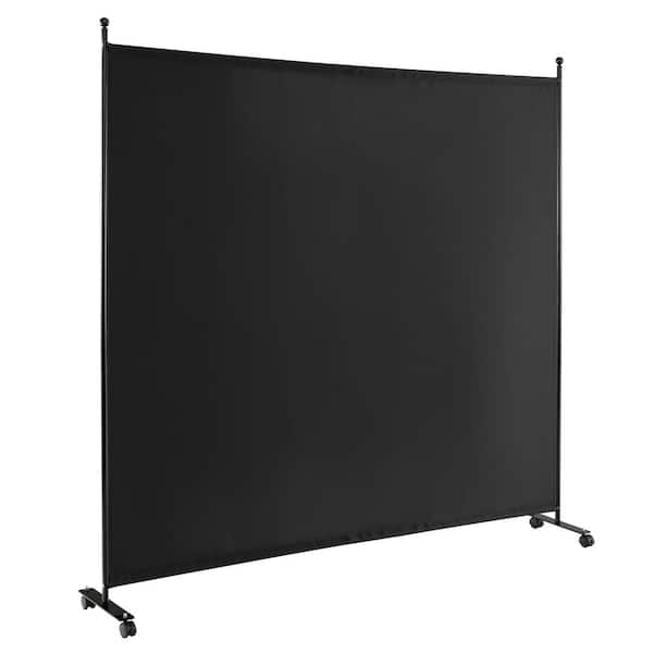 Room Divider 6FT Room Partition With Lockable Wheels,4 Panel (Thicked Metal Base) Room Dividers, Freestanding Indoor Folding Privacy Screens, Portable Fabric Wall Divider For Room Separation, Black