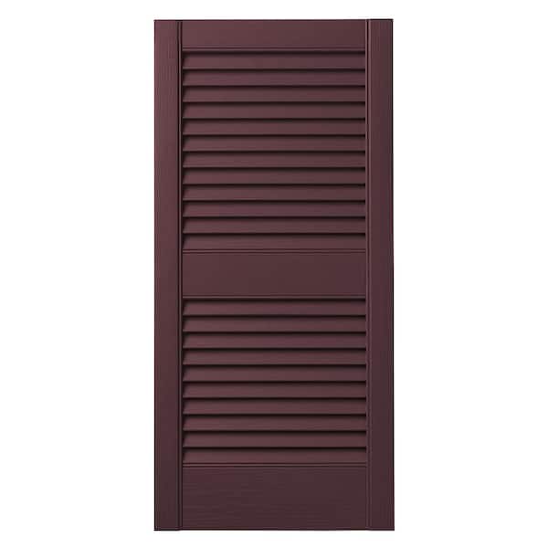 15 in. x 25 in. Open Louvered Polypropylene Shutters Pair in Vineyard Red