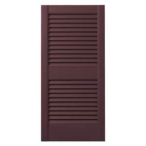 15 in. x 39 in. Open Louvered Polypropylene Shutters Pair in Vineyard Red