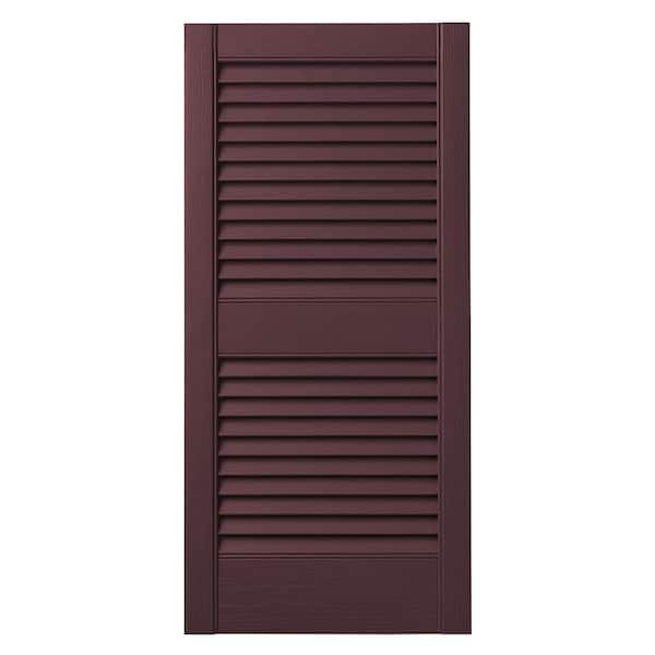 Ply Gem 15 in. x 39 in. Open Louvered Polypropylene Shutters Pair in Vineyard Red