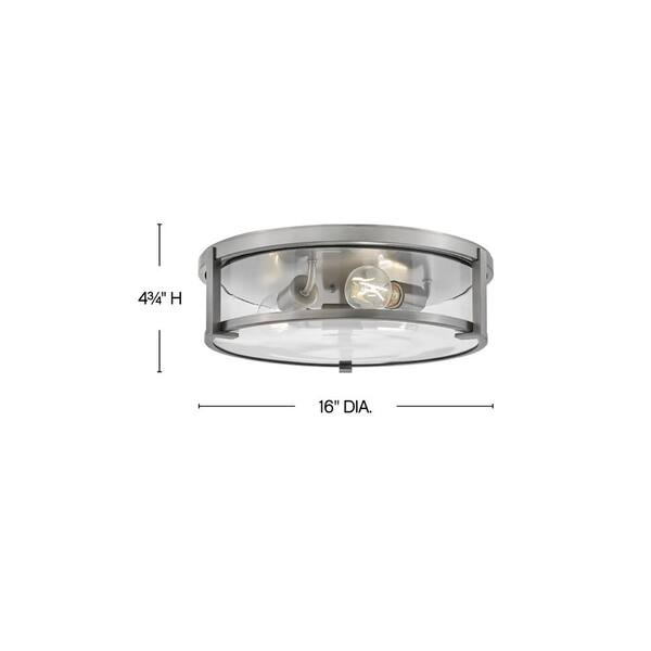 HINKLEY - Lowell 16.0 in. 3-Light Antique Nickel Flush Mount