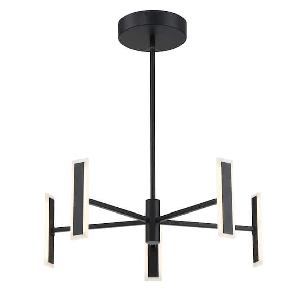 George Kovacs Edge 5-Light Integrated LED Black Chandelier for Dining Room