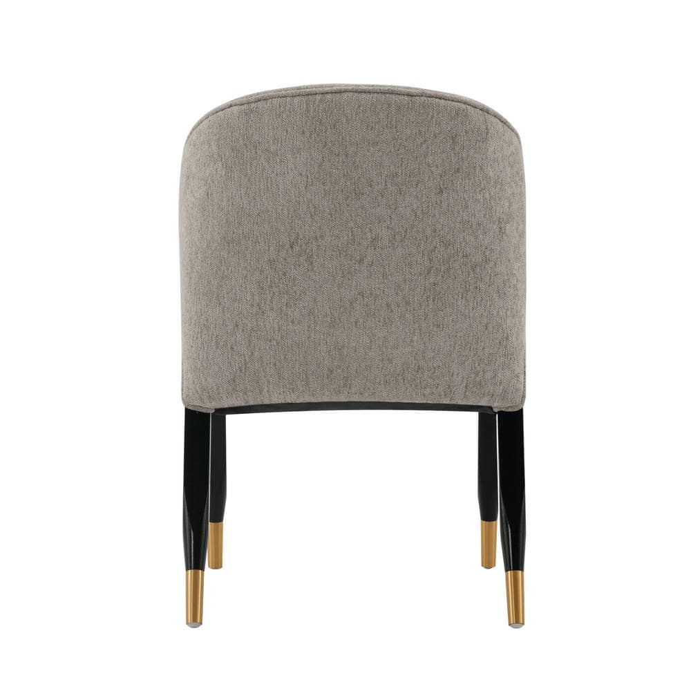 Stone Gray Boucle Upholstered Side Chair with Elm Wood Legs