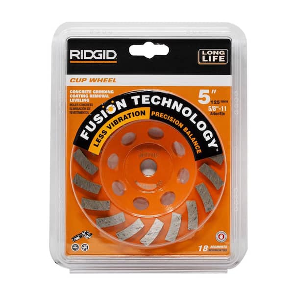 RIDGID 5 in. 18-Segment Turbo Cup Grinding Wheel Power Tool