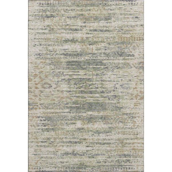 Mayfield Premium Machine Washable Abstract AMF1997 Aloe 10 ft. x 14 ft. Area Rug