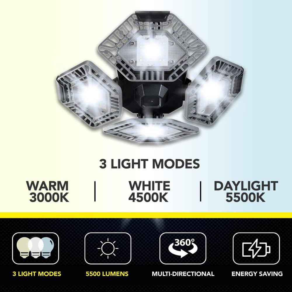 Buy QuadBurst Color Select 10.6 in. Integrated LED 5500 Lumens Flush Mount Ceiling Garage Light