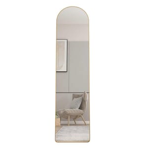 14.2 in. W x 57.5 in. H Aluminium Alloy Metal Frame Golden Arched Floor Mirror