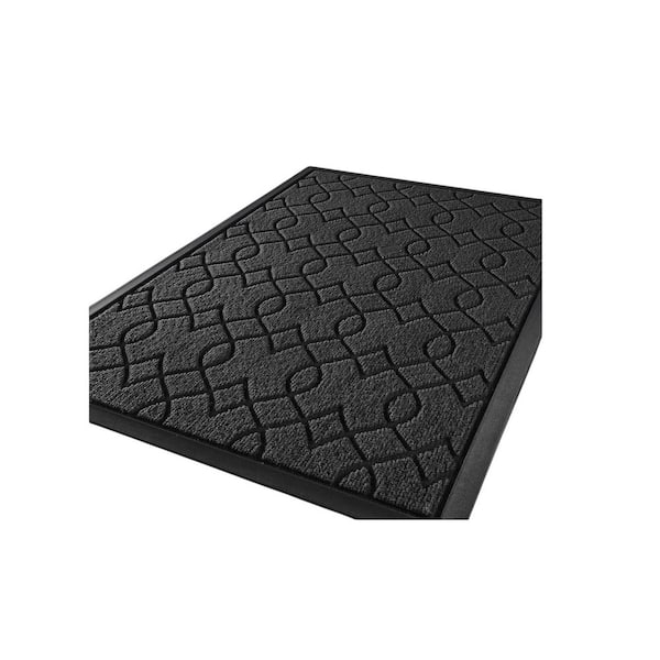 29.5 in. x 17 in. Indoor/Outdoor Small Front Door Mat-Heavy Duty All Weather Polyester in Black