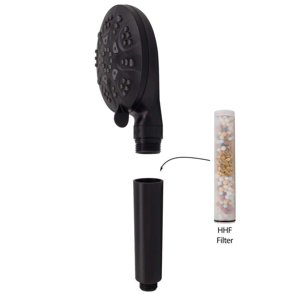 Matte Black Dual Shower Head with Adjustable Slide Bar and Filter