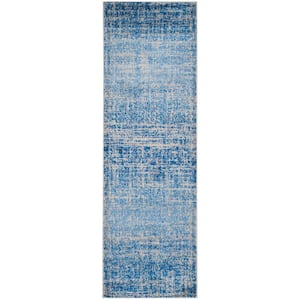 Adirondack Blue/Silver 3 ft. x 18 ft. Solid Runner Rug