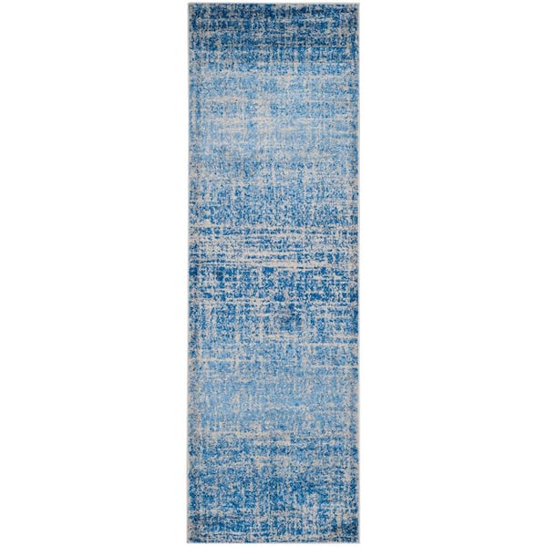 SAFAVIEH Adirondack Blue/Silver 3 ft. x 22 ft. Solid Runner Rug