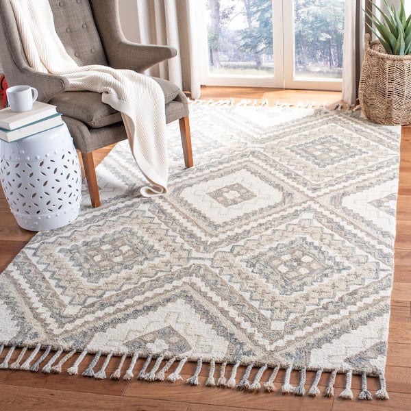 SAFAVIEH Braided Ivory/Steel Gray 7 ft. x 7 ft. Round Solid Area Rug  BRD256A-7R - The Home Depot