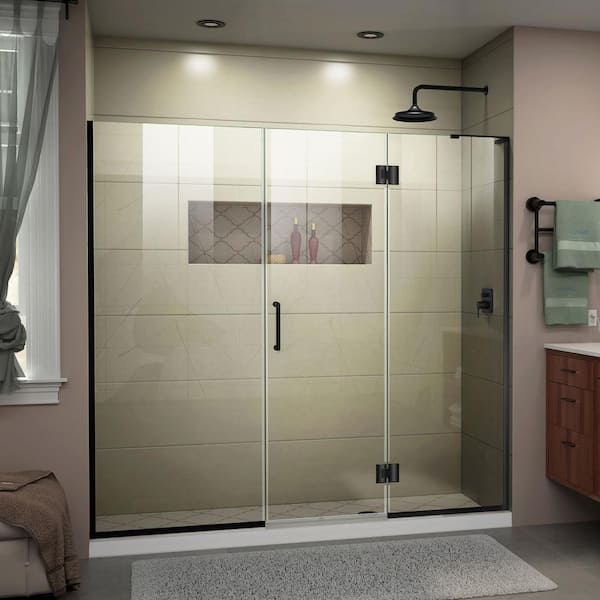DreamLine Unidoor-X 72 to 72.5 in. x 72 in. Frameless Hinged Shower Door in Satin Black D3262272R-09 - The Home Depot