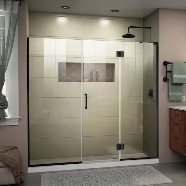 DreamLine Unidoor-X 67.5 x 68 in. Frameless Hinged Shower Door in Matte Black