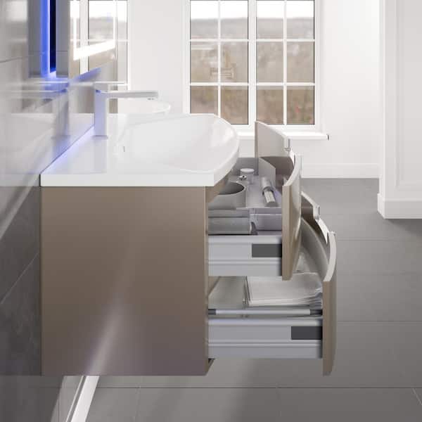 Lola 40 in. Single Sink Floating Cedar Espresso Bath Vanity with White Acrylic Top (Assembled)