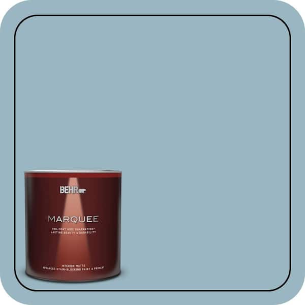BEHR MARQUEE 1 Qt. #S470-3 Peaceful Blue One-Coat Hide Matte Interior Paint & Primer