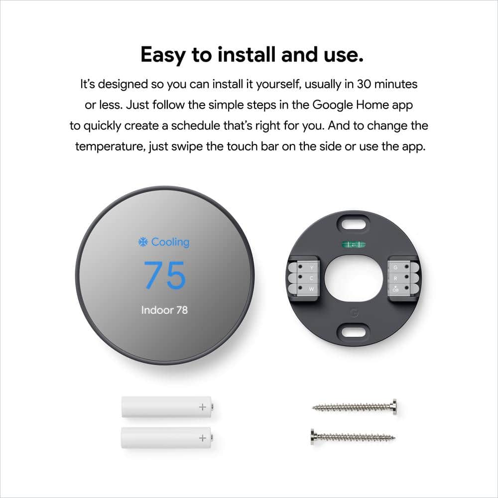 Charcoal Round Smart Programmable Thermostat with Remote Control