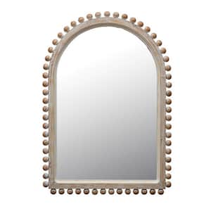 23.62 in. W x 33.87 in. H Wood Distressed Natural Framed Arched Wall Mirror