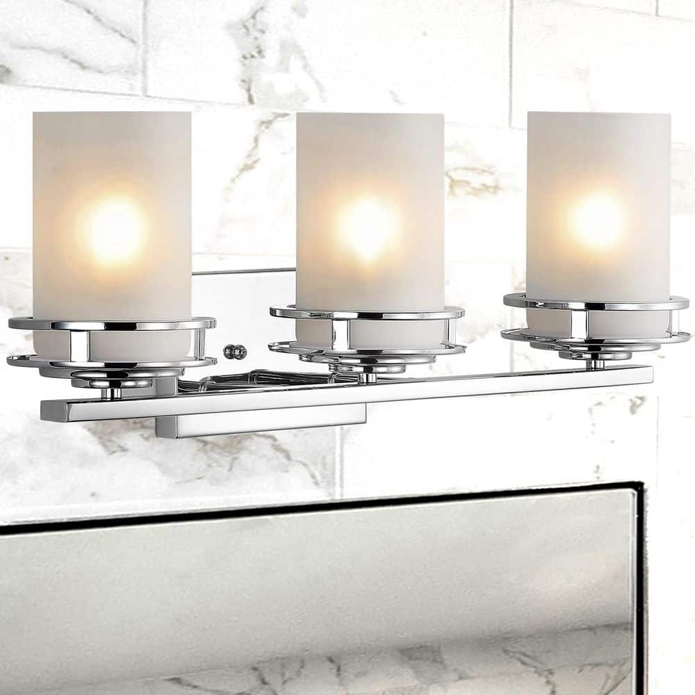 Fairfax 23 in. 3-Light Chrome Metal/Frosted Glass Contemporary Glam LED Vanity Light price history on PriceWatchPro