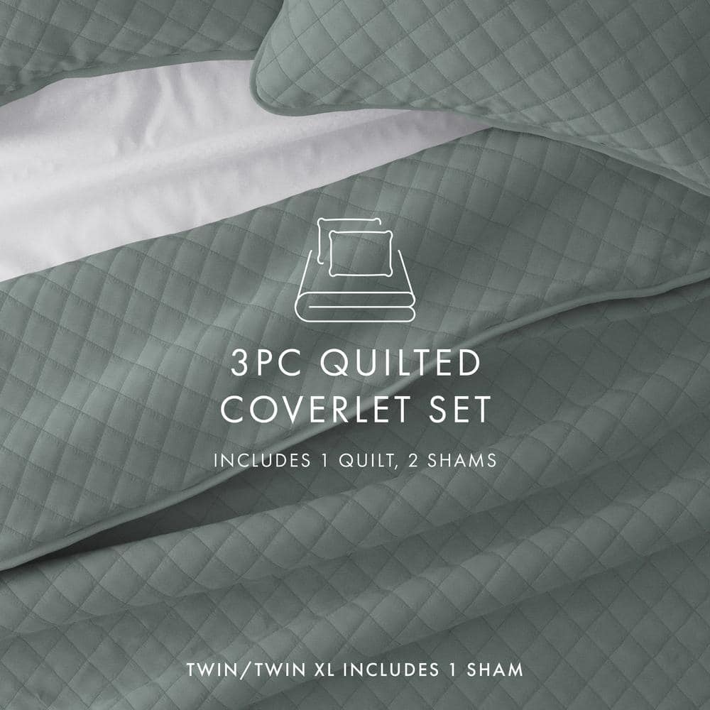 Eucalyptus King Reversible Microfiber Quilt Set with Shams
