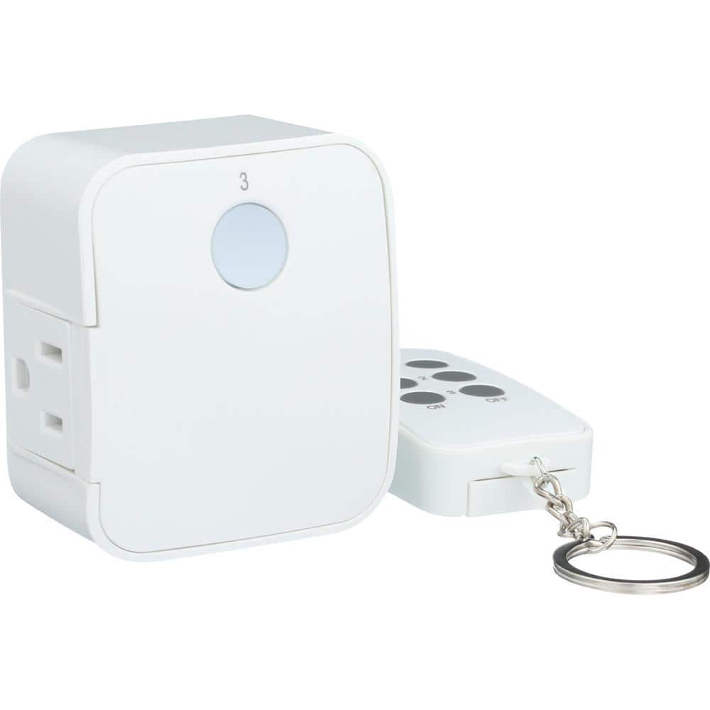 White Indoor Wireless Remote Control System with Grounded Outlets, 3-Pack