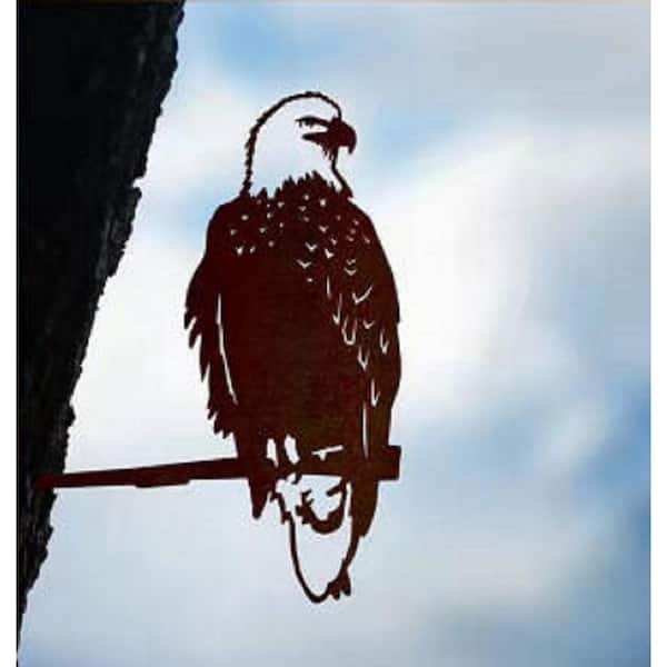 Unbranded American Eagle And Bird Garden Fence Iron Decoration Metal Bird Garden Art on a Branch Yard Decor, (2-pack)