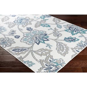 Felix White Botanical 9 ft. x 9 ft. Square Indoor/Outdoor Area Rug
