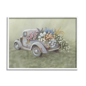 Farmhouse Flower Buggy Car Design By Pam Britton Framed Nature Art Print 30 in. x 24 in.
